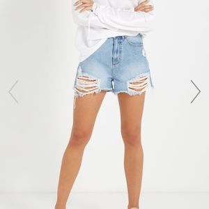Cotton On High Rise Light Wash Denim Shorts